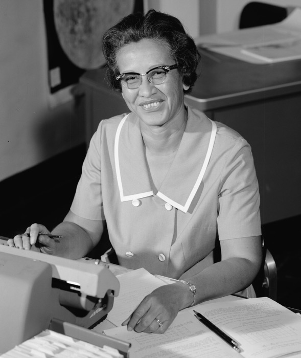 Katherine Johnson at her desk at NASA in 1966